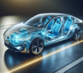 Automovil-moderno-semitransparente-en-carretera-con-componentes-internos-de-poliuretano-en-azul-brillante-que-resaltan-ligereza-eficiencia-y-sostenibilidad-FQC