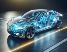 Automovil-moderno-semitransparente-en-carretera-con-componentes-internos-de-poliuretano-en-azul-brillante-que-resaltan-ligereza-eficiencia-y-sostenibilidad-FQC